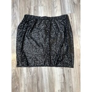 Lane Bryant Women's Black Sequin Elastic Waist Knee Length Skirt Size 22/24